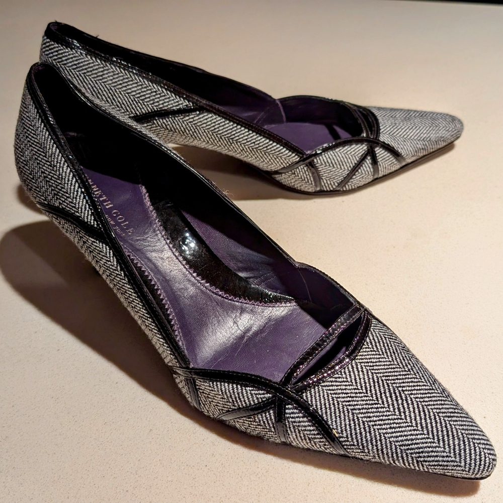 Kenneth Cole Women's Gray Herringbone Heels - Picture 3 of 5
